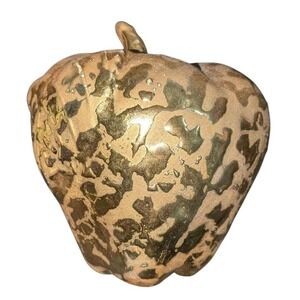 Vintage 24KT Gold Porcelain Apple Hanging Planter MCM Glam Wall Pocket Decor